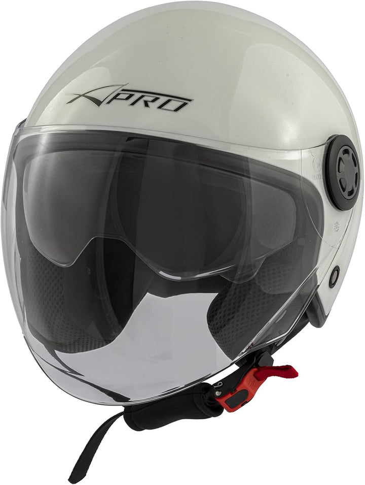 Jethelm Roller Motorrad Helm Zugelassen ECE2205 Lange Klares Visier Sonnenblende 57-58 cm ( M) Weiss