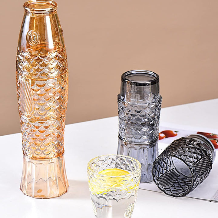 ZOEDT Koi-Fischform, stapelbare Trinkgläser, buntes Glas, 4er-Set, Galvanisierungsprozess, Exquisite