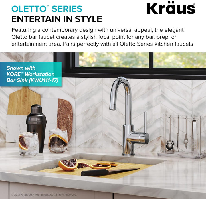 Kraus KPF-2600CH Modern Mateo-Einhebel-Küchenarmatur, Chrom Chrom Einheitsgrösse Bar-Wasserhahn, Chr
