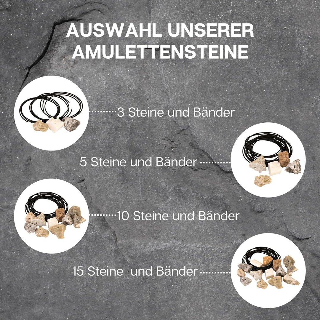 Speckstein Amulettsteine mit Loch und Lederband (10 Stück) – handgefertigte Schlüsselanhänger aus Sp