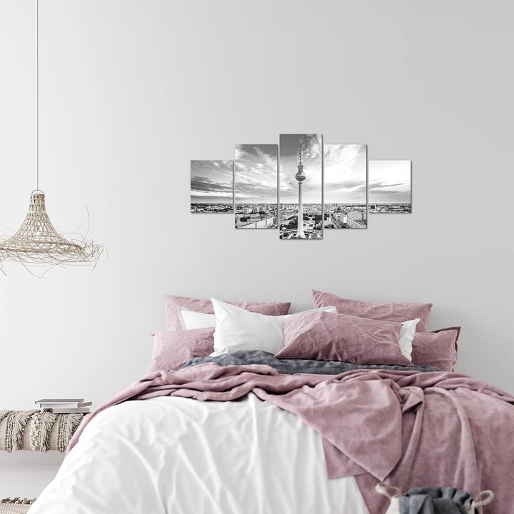 Runa Art Wandbilder Berlin Fernsehturm 5 Teilig Bild auf Vlies Leinwand Deko Wohnzimmer Büro Städte