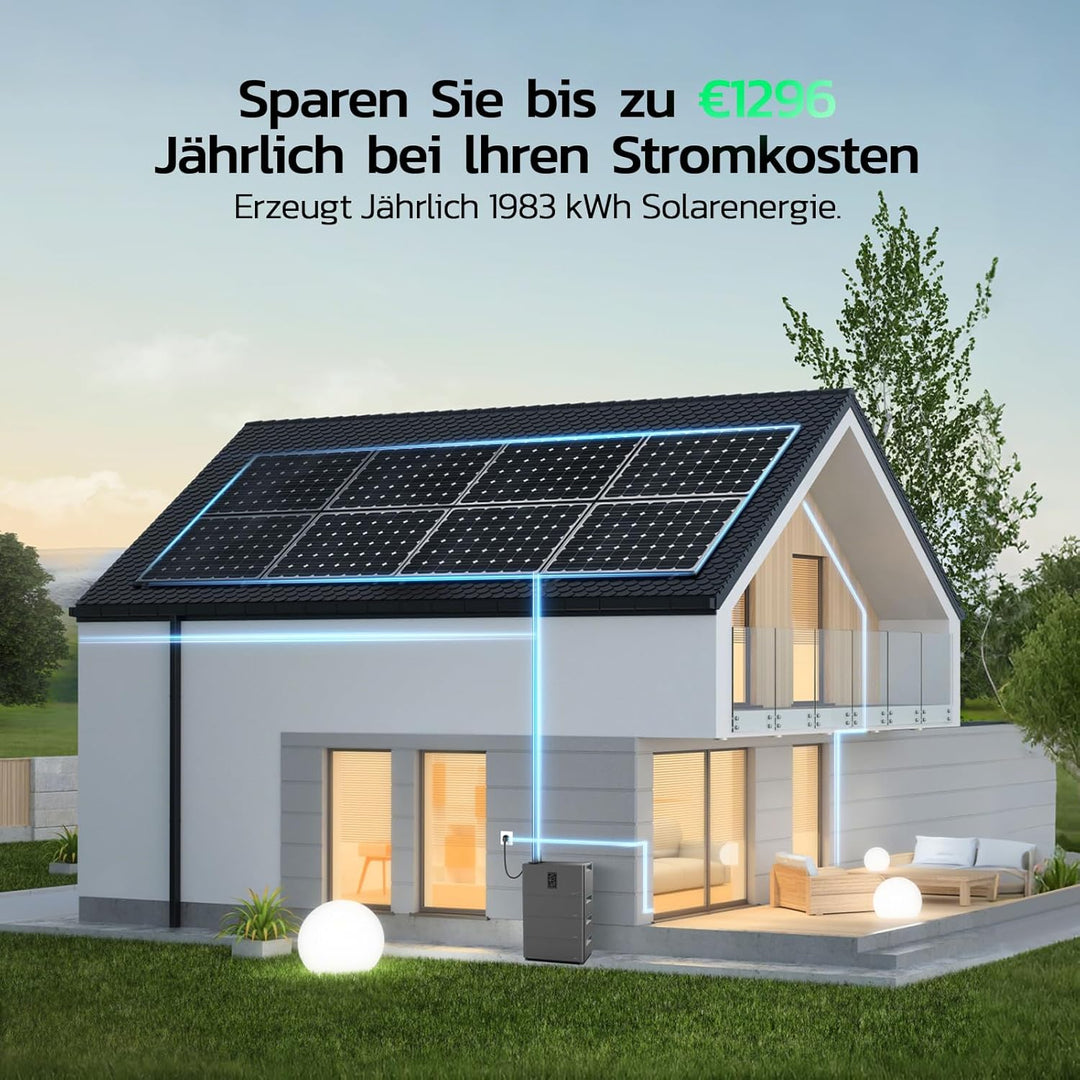 MARSTEK All-in-One Balkonkraftwerk mit Speicher,4 MPPT 2400W Solareingang, 6000 Ladezyklen, LFP Akku