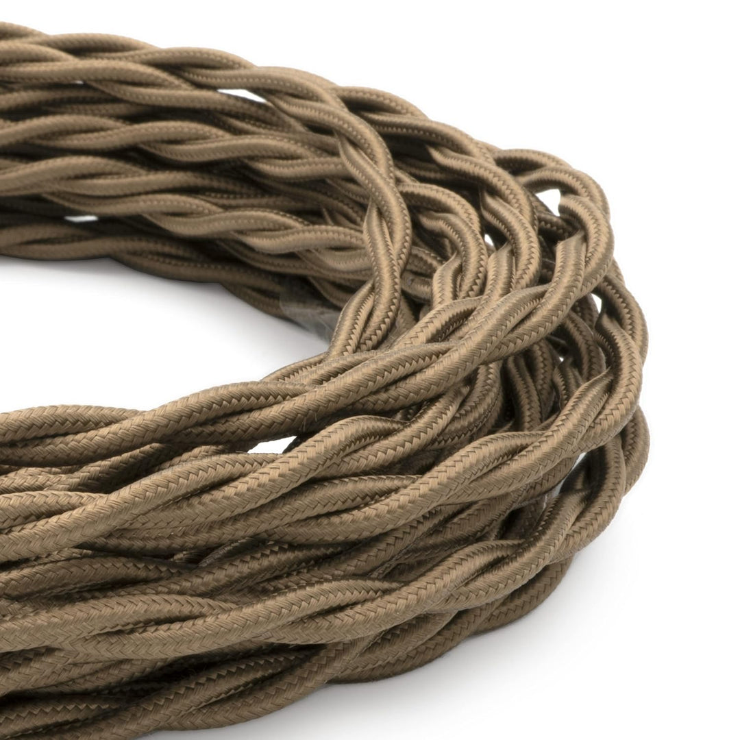 Amarcords - Textilkabel für Lampen BRAUN, geflochten, Seide, 5 Meter, mit 2 Leiter 2x0,75 - Stoffkab