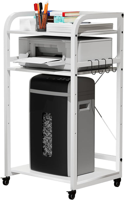 DAWNYIELD 3-stöckiger Druckerständer mit Rädern Fax-Aktenvernichter Computerablage Regal Höhenverste