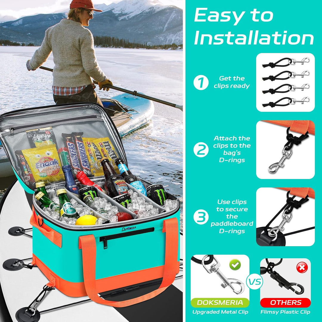 Paddle Board Cooler Wasserdicht, Super Capacity SUP Paddleboard Deck Cooler mit Schultergurt & 6 ela