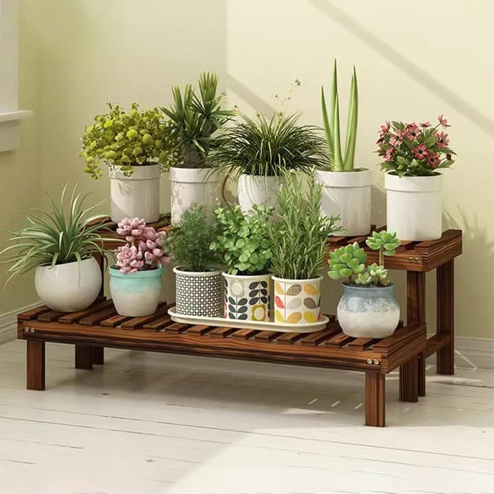 Blumenständer Aus Holz Mehrstöckiges Pflanzenregal Für Innen Balkon-Pflanzenständer Sukkulentenhalte
