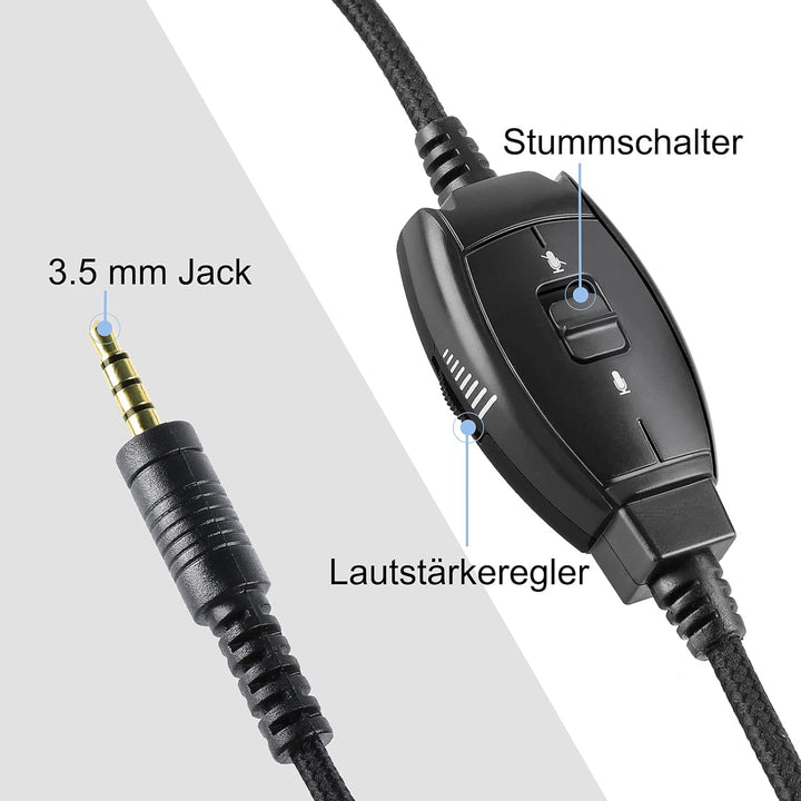 EKSA H12 PC Headset mit Mikrofon, 3,5 mm Business Headset mit Stummschalter & Lautstärkeregler, Klar