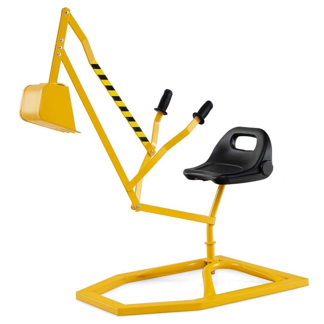 COSTWAY Sitzbagger 360° drehbar, Bagger zum Draufsitzen Metall, Bagger Sandkasten mit Schaufel & 2-H
