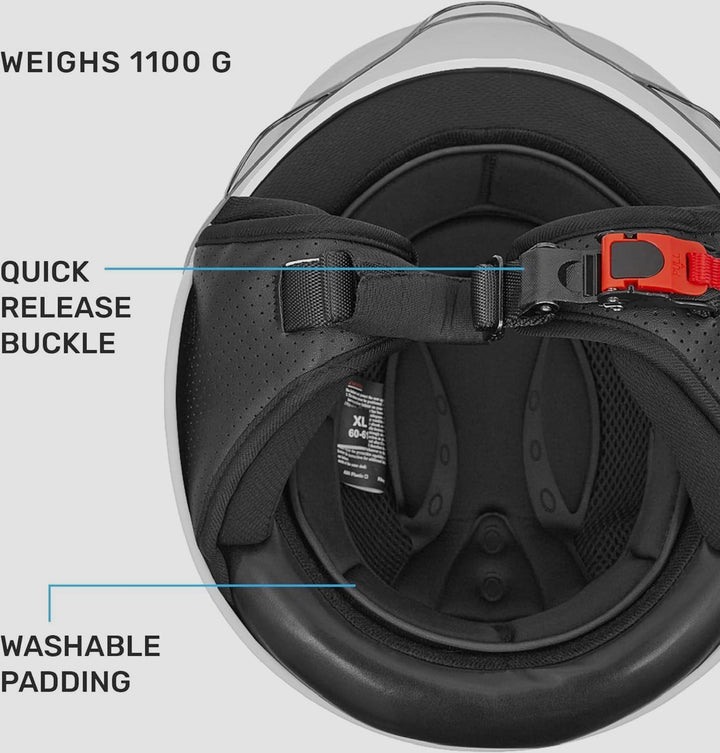 Westt Jethelm mit Visier ECE 22.06 – Leichter Motorradhelm für Damen und Herren – Roller Helm Mopedh