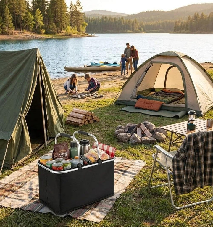 Einkaufskorb,Einkaufskorb Faltbar,Thermo Als Picknickkorb,Tragekorb,Kühlbox Tragbare Mit Gepolsterte
