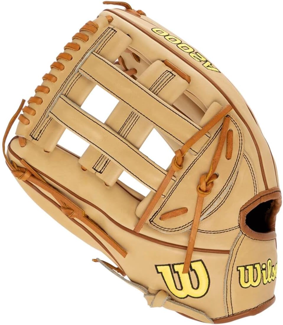 WILSON A200 Baseballhandschuh-Serie Linke Hand Wurf 32,4 cm (12,75 Zoll) Blond/Saddle Tan – Standard