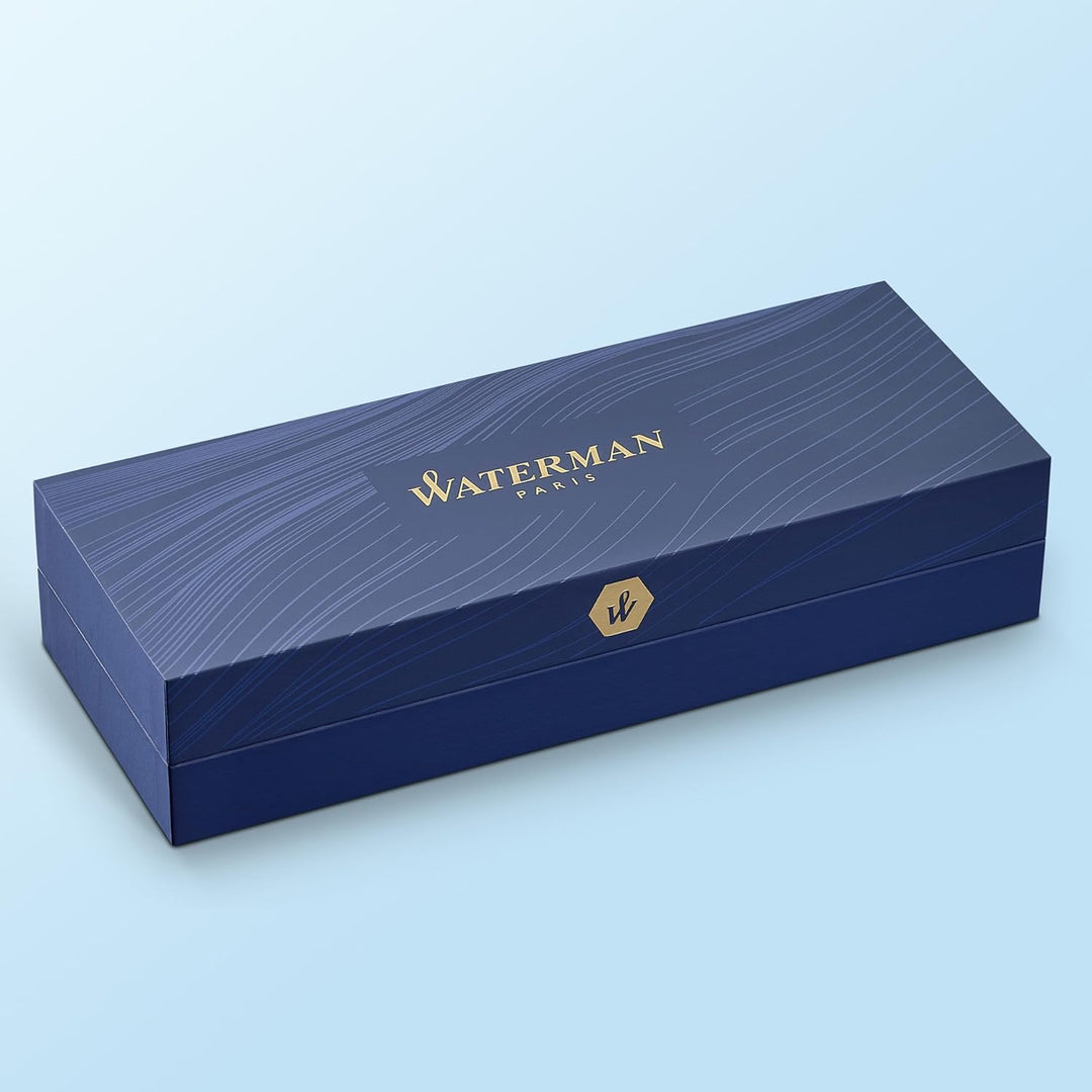 Waterman Hémisphère Tintenroller | Hochglänzend Schwarz mit Chromzierteile | feine Spitze | Schwarze