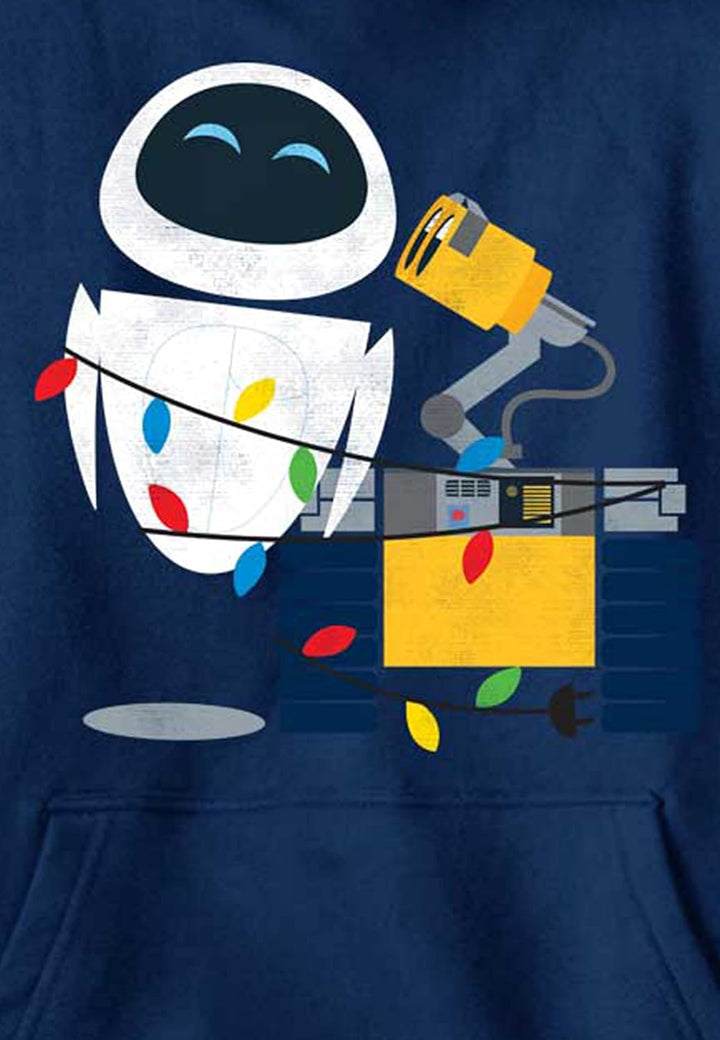 Disney Pixar Wall-E Eve Christmas Light Wrap Boys Hoodie, Navy Blue Heather, Small