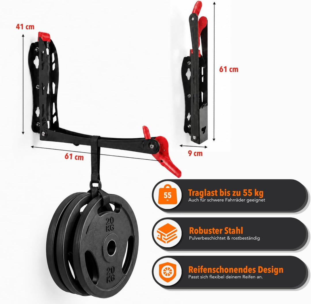 Fahrrad Wandhalterung Vertikal bis 35 kg – Platzsparende Fahrradhalterung Wand für Wohnung, Garage &amp;