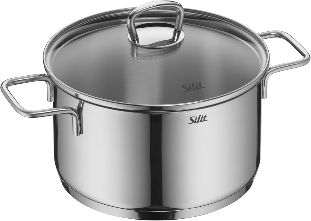 Silit Alicante Topfset Induktion 4-teilig, Kochtopf Set mit Glasdeckel, Edelstahl poliert, Induktion