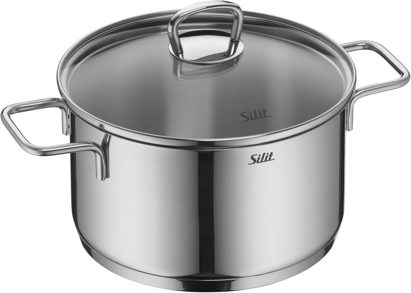 Silit Alicante Topfset Induktion 4-teilig, Kochtopf Set mit Glasdeckel, Edelstahl poliert, Induktion