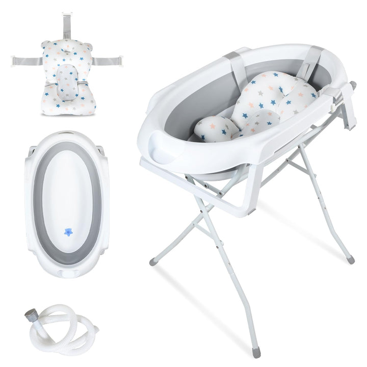 Baby Badewanne, Faltbar Babybadewanne mit Gestell 80cm, Baby Badewanne mit Temperatursensor und Bath