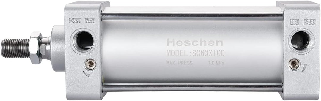 Heschen Pneumatischer Standard-Luftdruckzylinder, SC 63-100, PT3/8'' Anschluss, 63mm Bohrung, 100mm