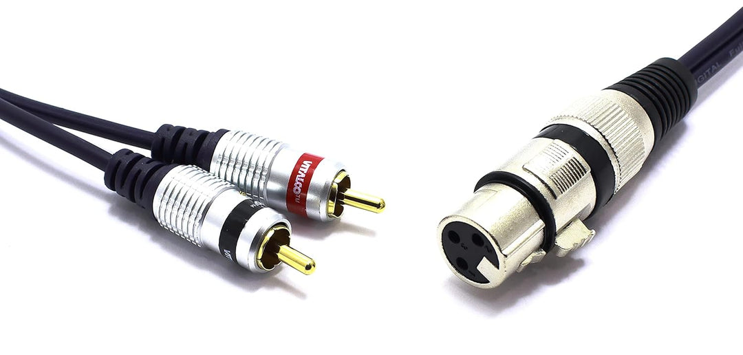 XLR Buchse auf 2x Cinch Stereo Kabel 5m Mikrofonkabel 3 Polig auf Chinch Adapter XLR-F/2RCA 5m, XLR-