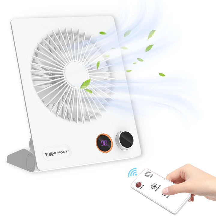 VEMONT Mini Tischventilator, USB Ventilator,5000mAh Akku-Ventilator,180°Kippbarer tragbarer Ventilat