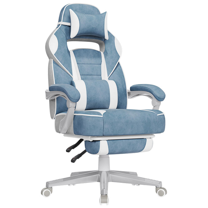 SONGMICS Bürostuhl, Gaming-Stuhl, verstellbar, Teleskop-Fussstütze, Wippmechanismus, Kopfstütze, Len