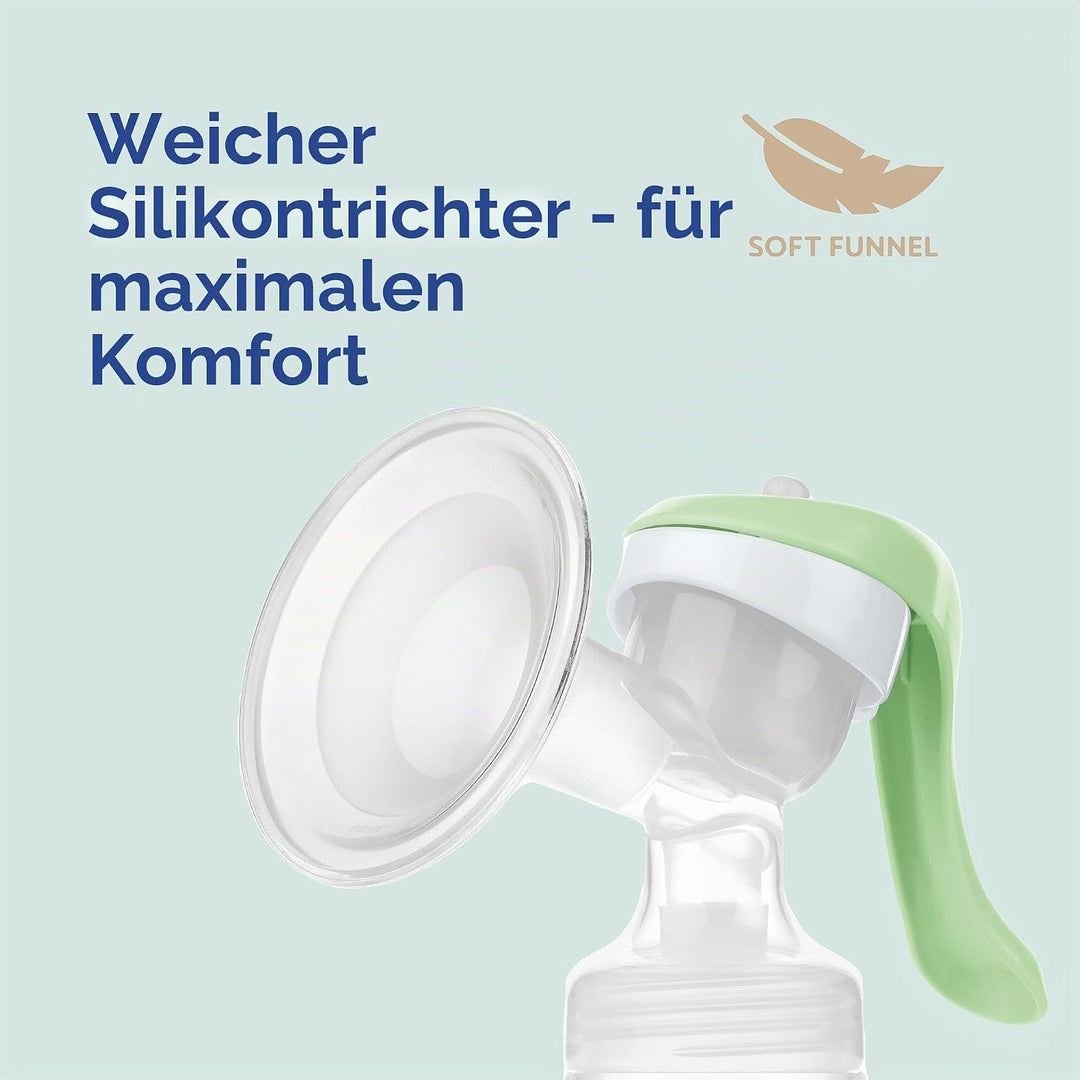 MAM Handmilchpumpe – Komfortable und kompakte Milchpumpe, einzigartig upgradebar – Handpumpe für Mut