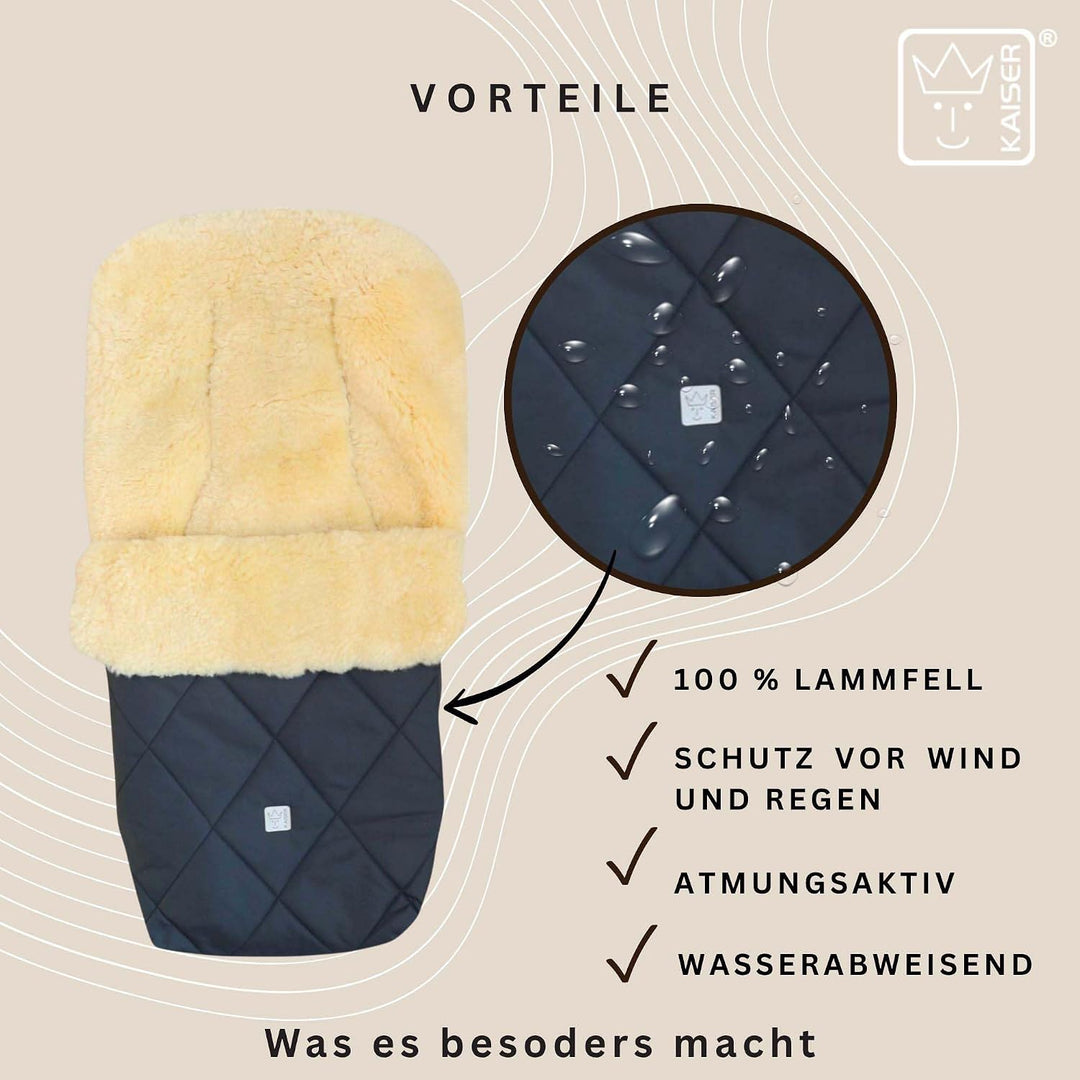 Kaiser Coosy Lammfell Kinderwagen Fusssack, 85 x 45 cm, Universal Passform (anthracite), Anthracite