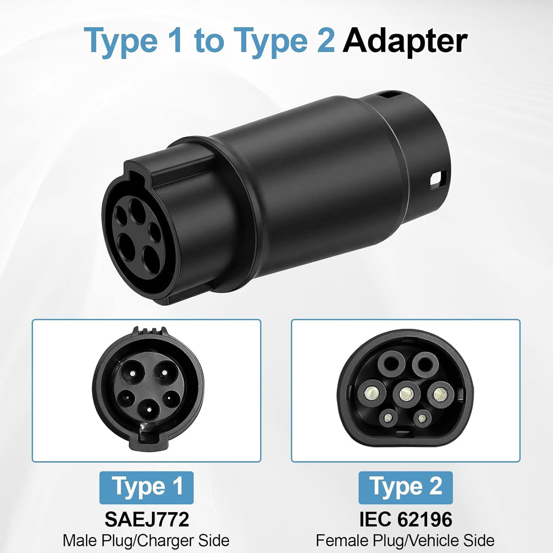 Typ 1 auf Typ 2 EV Ladeadapter, Max32A, 250 V, 7.4 kW SAE J1772 auf IEC 62196 Ladeadapter für Elektr