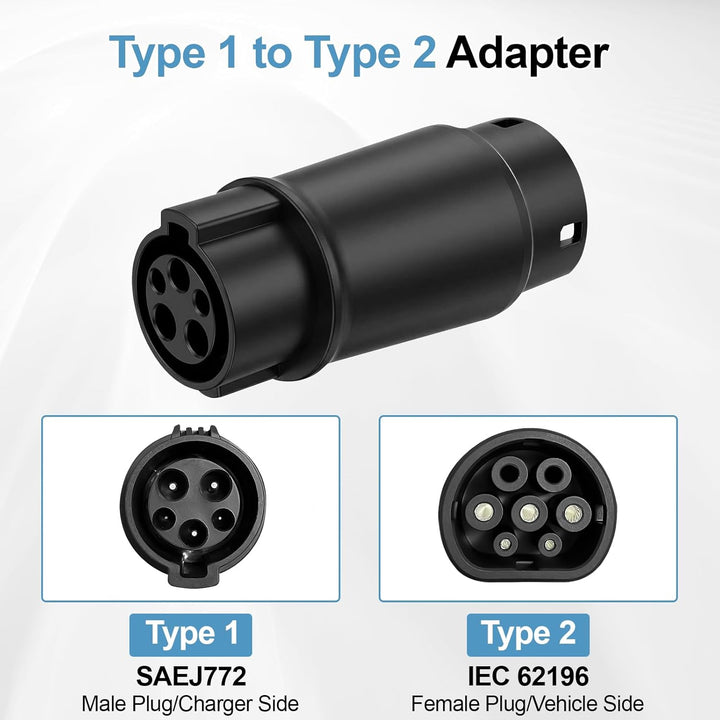 Typ 1 auf Typ 2 EV Ladeadapter, Max32A, 250 V, 7.4 kW SAE J1772 auf IEC 62196 Ladeadapter für Elektr