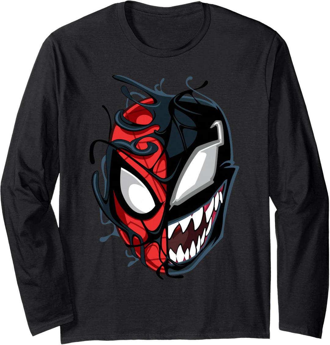 Marvel Spider-Man Peter Venom Split Face Langarmshirt