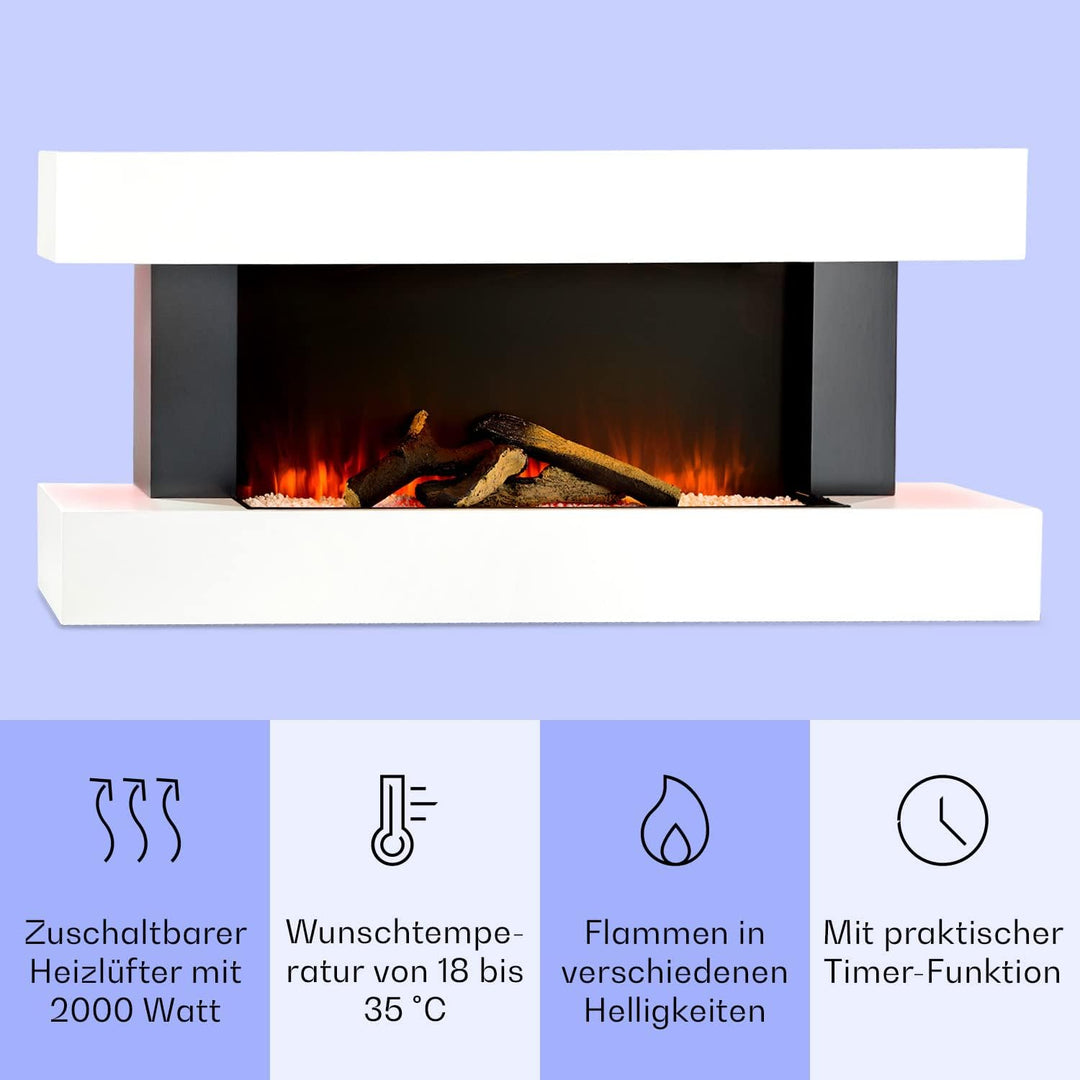Klarstein Elektrokamin, Elektro Heizungen für Wohnzimmer & Innenräume, Elektrischer Kamin mit LED Fl