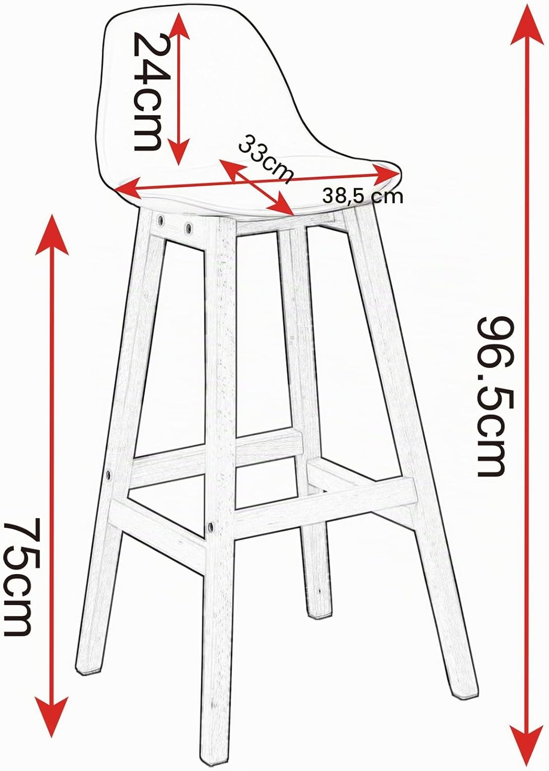 WOLTU Barhocker 2er Set, mit Lehne, aus PU Holz, Weiss | Barstuhl mit Fussstütze, Design Stuhl, Küch
