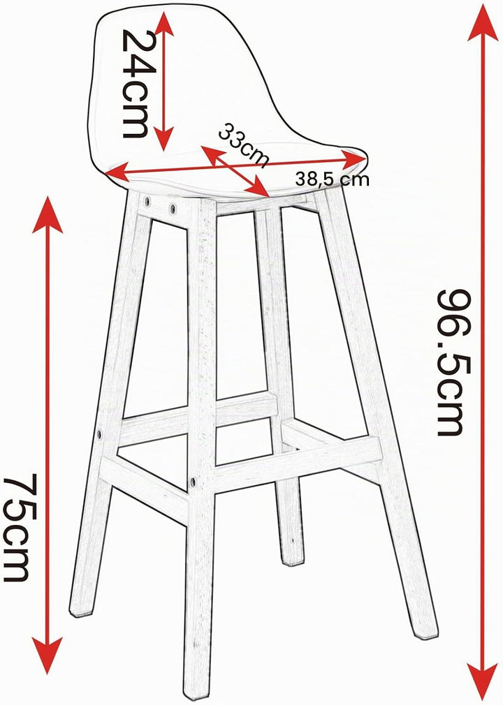 WOLTU Barhocker 2er Set, mit Lehne, aus PU Holz, Weiss | Barstuhl mit Fussstütze, Design Stuhl, Küch