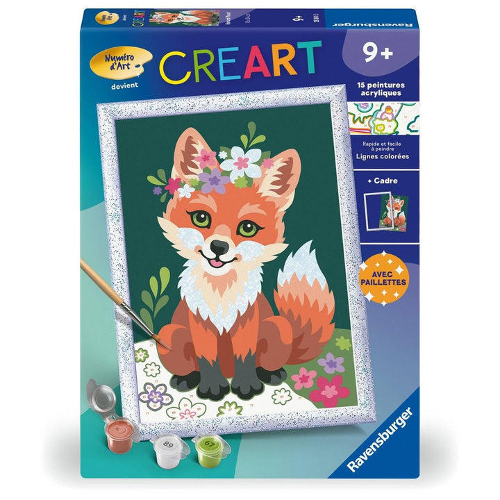 Ravensburger CreArt Kids 18 x 24 cm – Kunstnummer – Blumenfuchs – Set zum Malen nach Zahlen – ab 7 J
