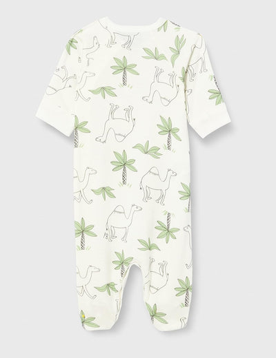 Petit Bateau Unisex Baby Schlafanzug mit Reissverschluss 3 Monate Weiss Marshmallow / Mehrfarbig, 3