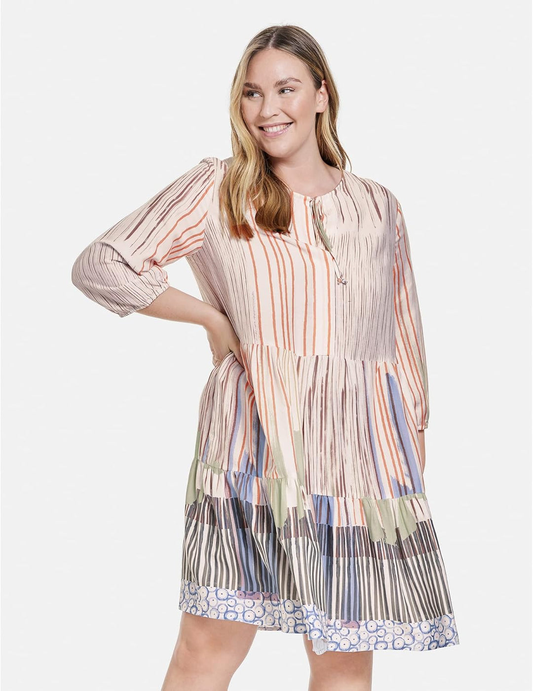 Samoon Damen Kleid 50 Offwhite Gemustert, 50 Offwhite Gemustert