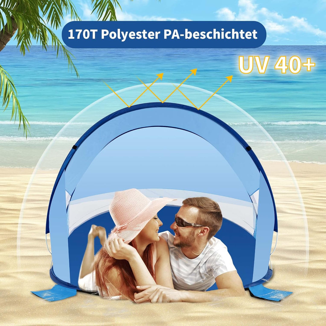 Duhome Strandmuschel Pop Up, Strandzelt für 1-3 Personen Tragbar Beach Zelt mit UV-Schutz Einfacher