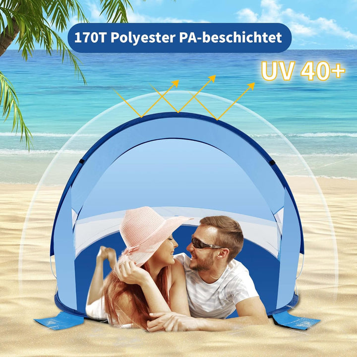 Duhome Strandmuschel Pop Up, Strandzelt für 1-3 Personen Tragbar Beach Zelt mit UV-Schutz Einfacher