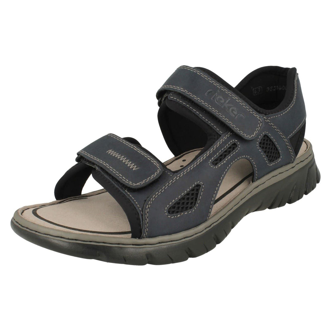 Rieker Herren Klassische Sandalen 22761, Männer Sandalen 44 EU Blau Navy Schwarz Schwarz 14, 44 EU B