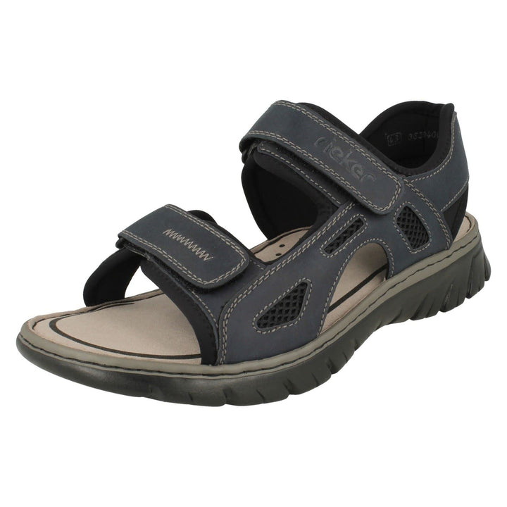 Rieker Herren Klassische Sandalen 22761, Männer Sandalen 44 EU Blau Navy Schwarz Schwarz 14, 44 EU B