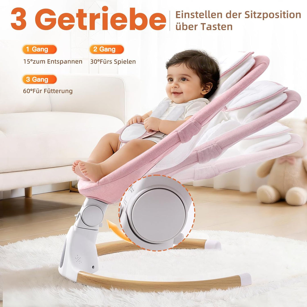 Babywippe Elektrisch, 0–6 Monate, max. 9 kg, Tragbares Neugeborenes Babyschaukel Indoor mit Bluetoot