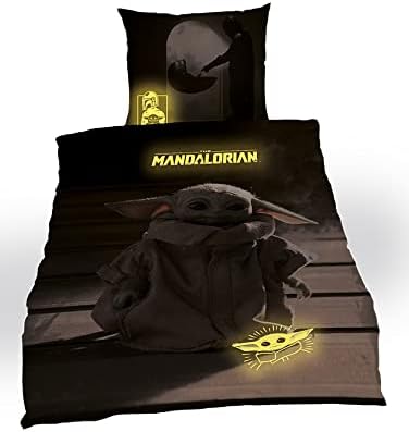 Tex Idea Star Wars Mandalorian The Child Bettwäsche glatt Glow IN The Dark - LEUCHTET IM Dunkeln NEU