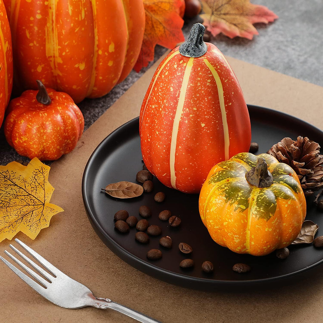 Benjia Kürbis Herbst Deko Dekoration Draussen, Gross Mini Orange Kürbisse Zierkürbisse Herbstdeko He