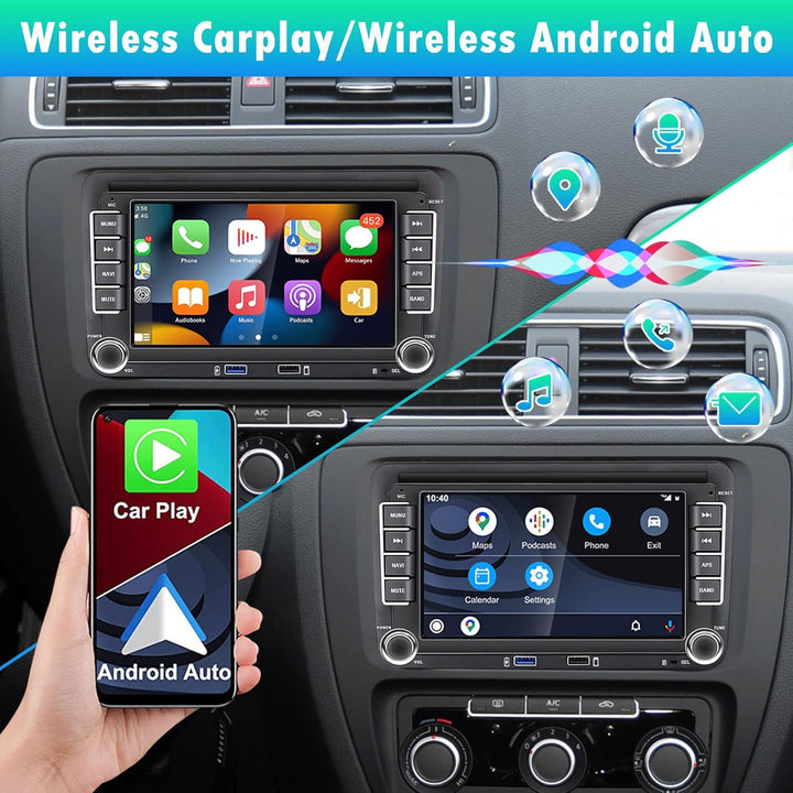 Hikity 2G 32G Autoradio mit DAB Navi für VW Passat B6 B7 Golf 5 6 Touran Polo Caddy SEAT 7 Zoll Dopp