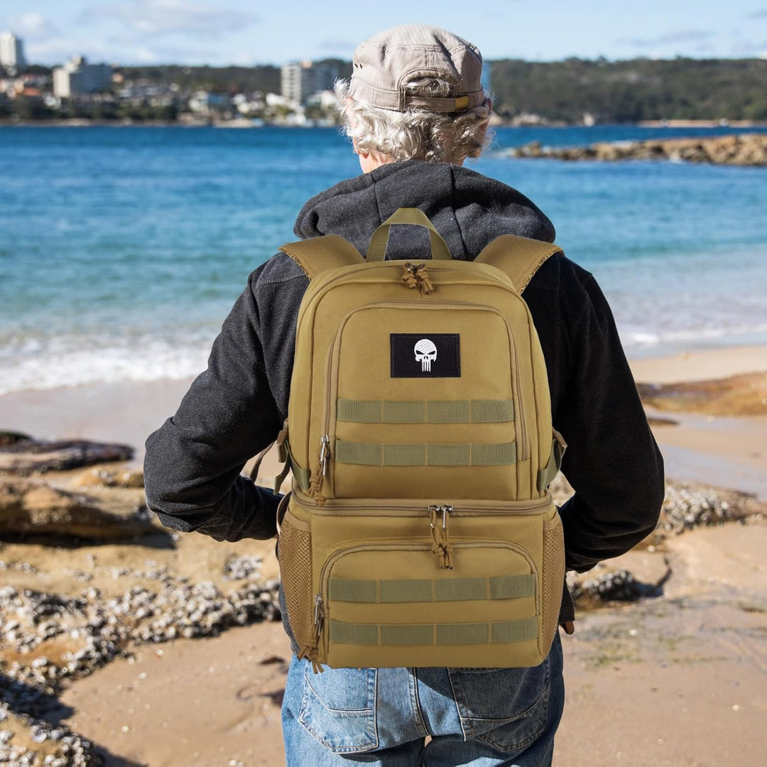 Taktischer Doppelstock-Kühlrucksack für Herren – Grosser Lunch-Rucksack mit 2 Fächern, Weiche Kühlta