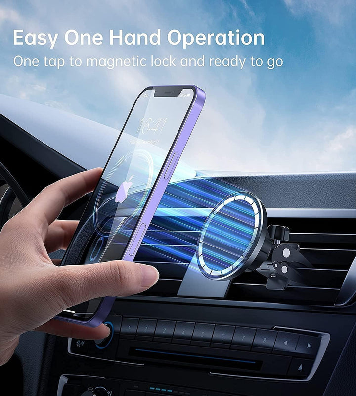 2-Pack Magnet Handyhalterung fürs Auto mit 4 Kabelclips - 16 Starke Magnete, 360° Drehbarer Mag-Safe
