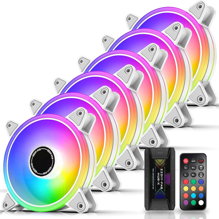 EZDIY-FAB Moonlight Ventola da 120mm RGB Case con 10-Port Fan Hub X e Telecomando,Scheda Madre Aura