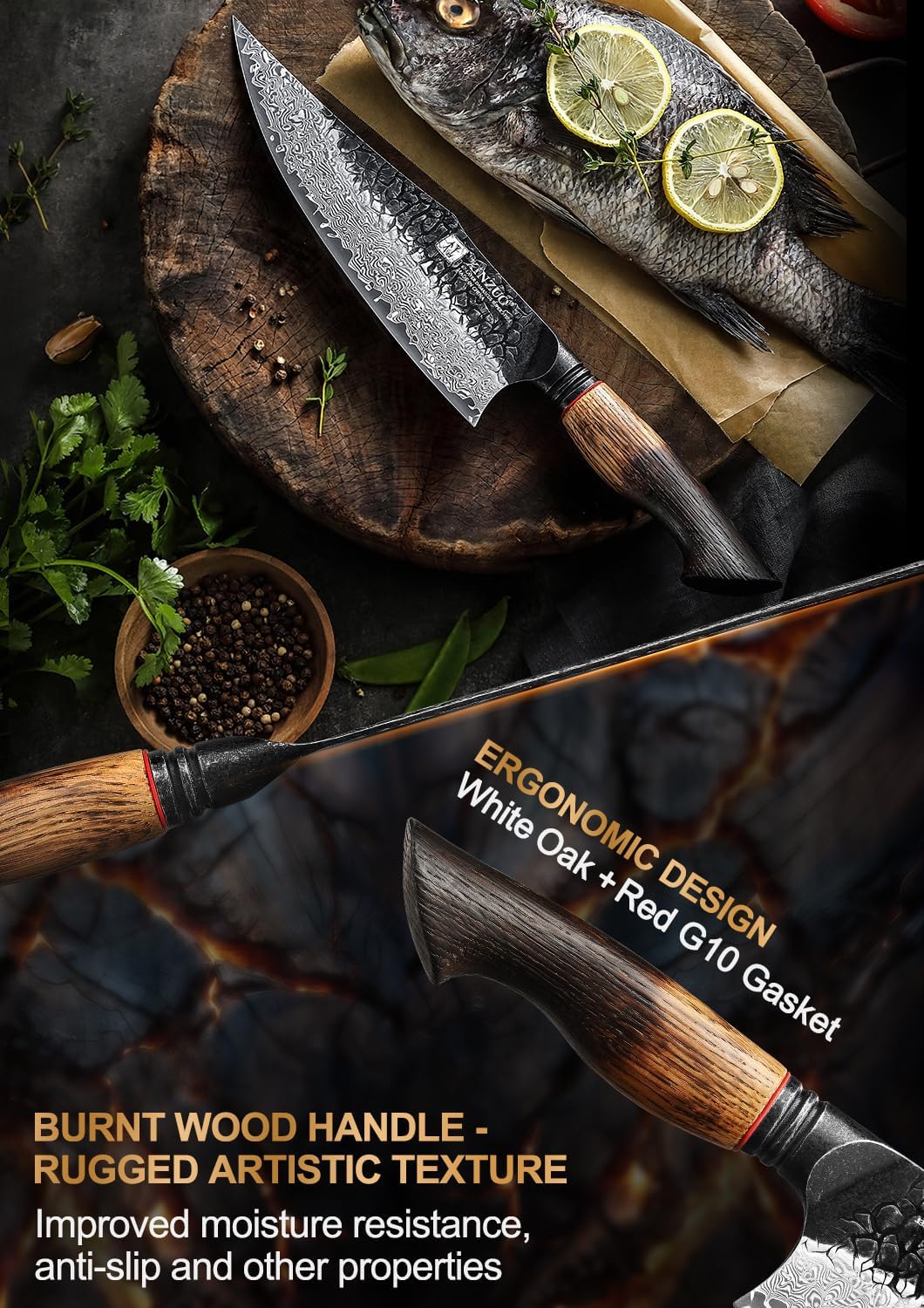 XINZUO 21,9cm Kochmesser Damastmesser Handgeschmiedet 67 Schichten Damaststahl Chefmesser -Profi Sch