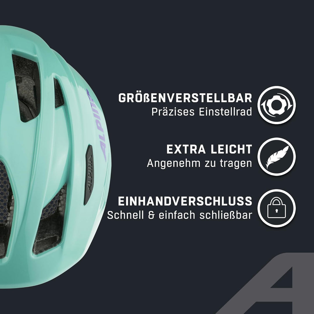 ALPINA PICO FLASH - Beleuchteter, Leichter & Bruchfester Fahrradhelm Mit Fliegennetz Für Kinder turq