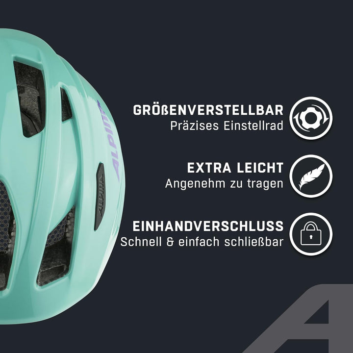 ALPINA PICO FLASH - Beleuchteter, Leichter & Bruchfester Fahrradhelm Mit Fliegennetz Für Kinder turq